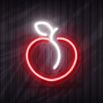 Peach neon sign