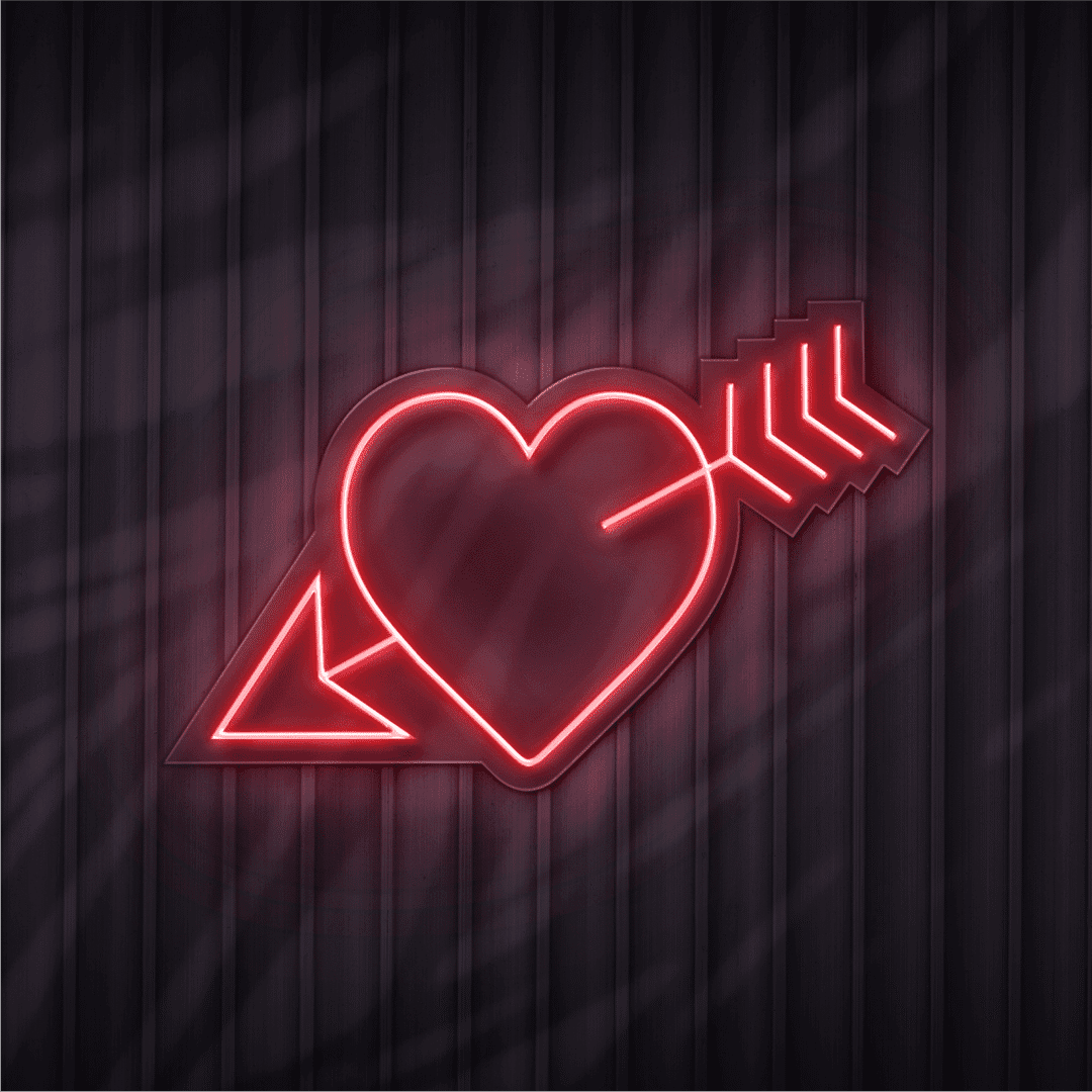 heart aerrow neon sign