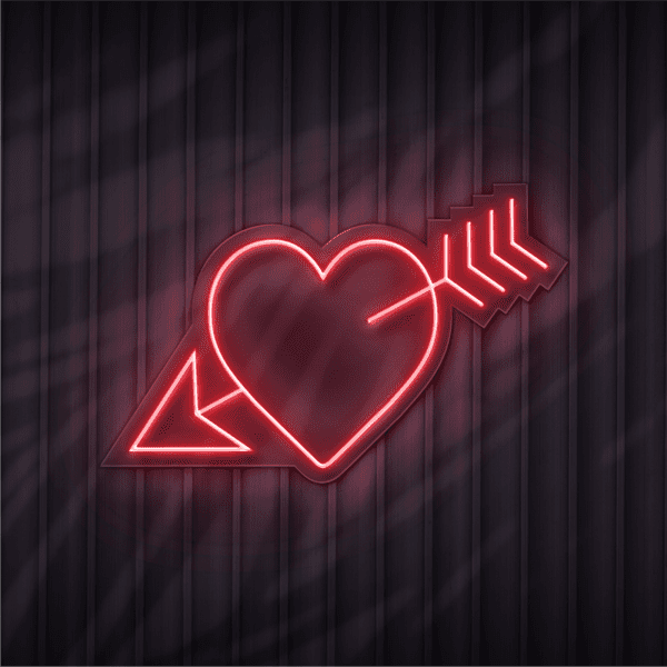 heart aerrow neon sign