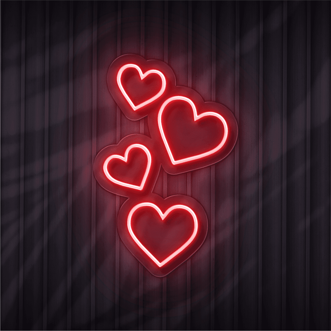 hearts neon sign