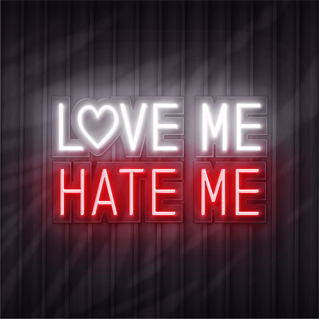 love me hate me neon sign