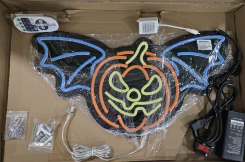 Winged Pumpkin Neon Sign - Halloween photo review