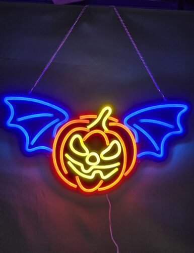 Winged Pumpkin Neon Sign - Halloween photo review