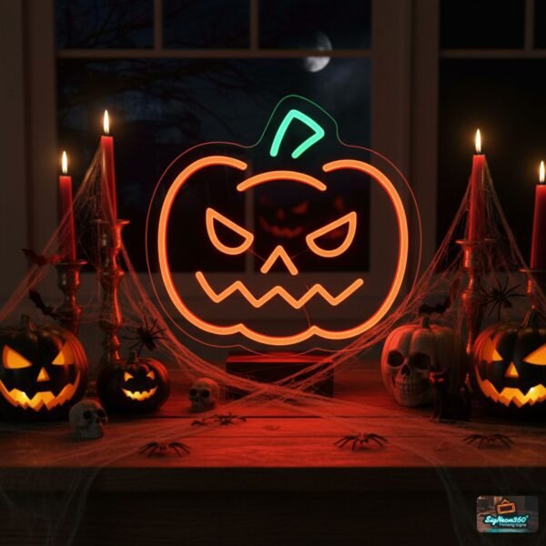 Spooky Pumpkin Neon Sign for Halloween