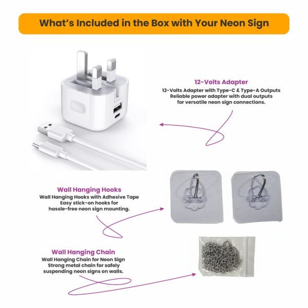 Neon Sign Hanging Kit & Adapter