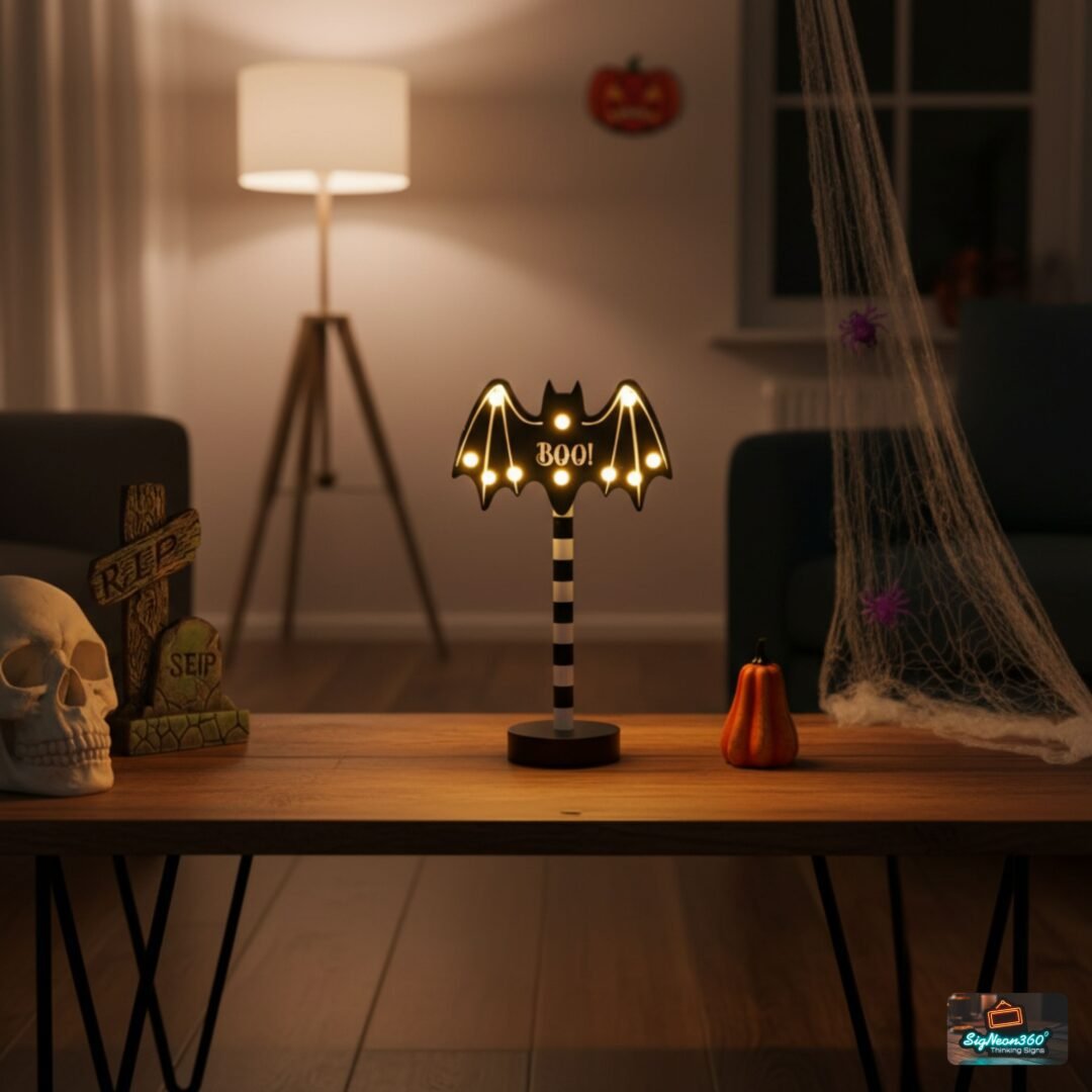 Spooky Bat Wooden Sign for Halloween Decor in uk