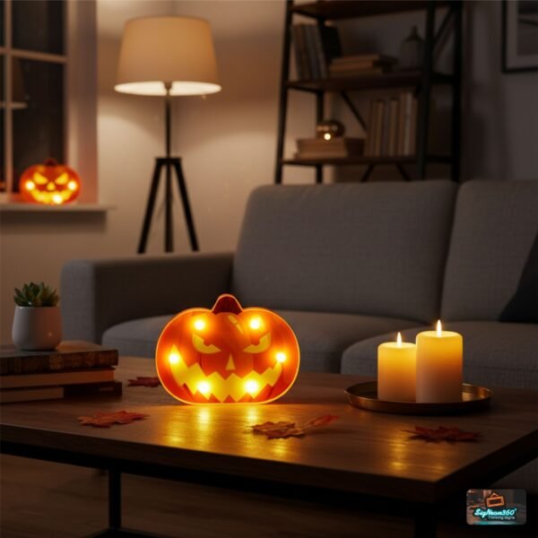 LED Wooden Evil Pumpking Sign