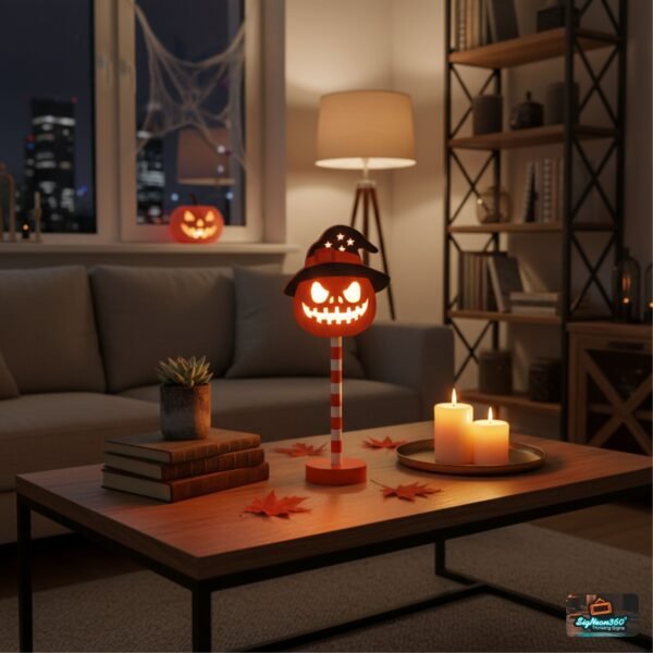 LED Wooden Haunted Pumpkin Halloween Decoration Sign