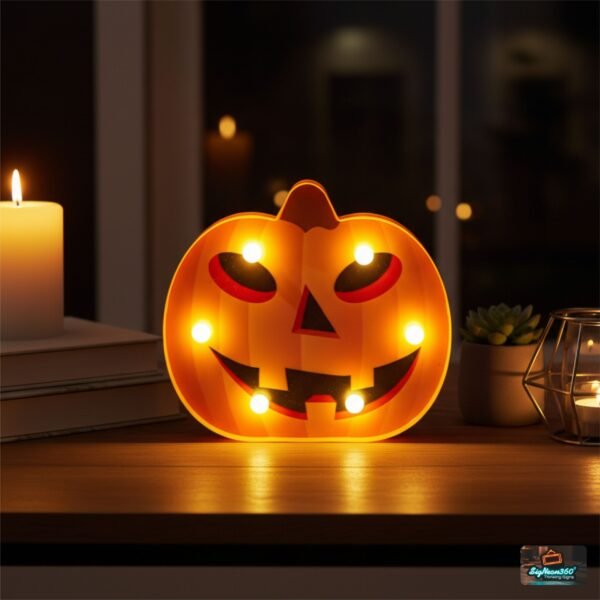 LED Wooden Pumpkin Sign for Halloween