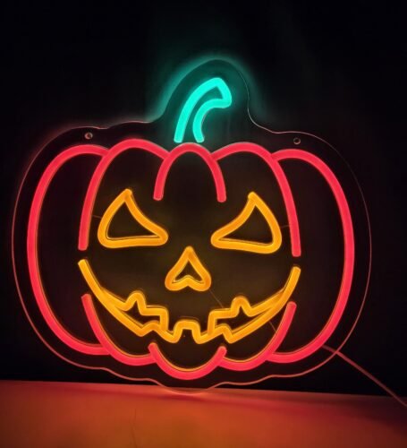 Evil Grin Pumpkin Neon Sign - Halloween photo review