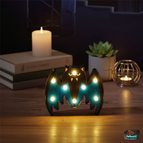 LED Wooden Bat Sign for Halloween