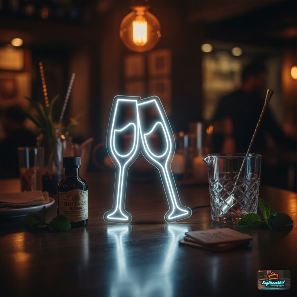 Wine glass neon sign