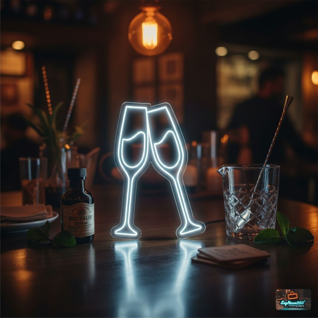 Wine glass neon sign