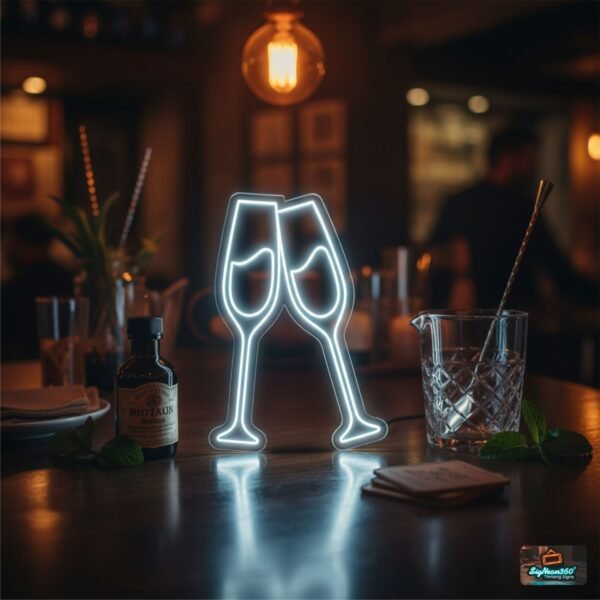 Wine glass neon sign