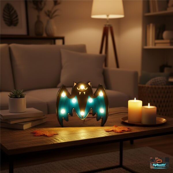 LED Wooden Bat Sign for Halloween Decor
