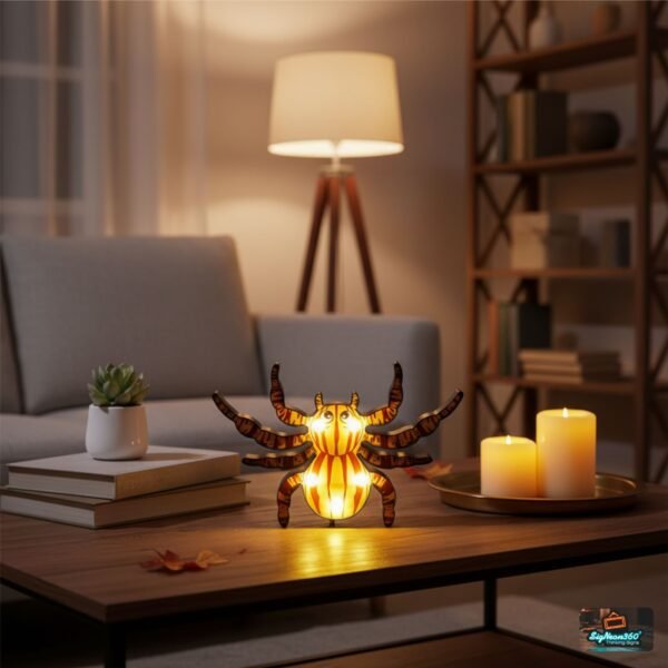 LED Wooden Spider Sign for Halloween