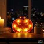 LED Wooden Evil Pumpking Sign for Halloween