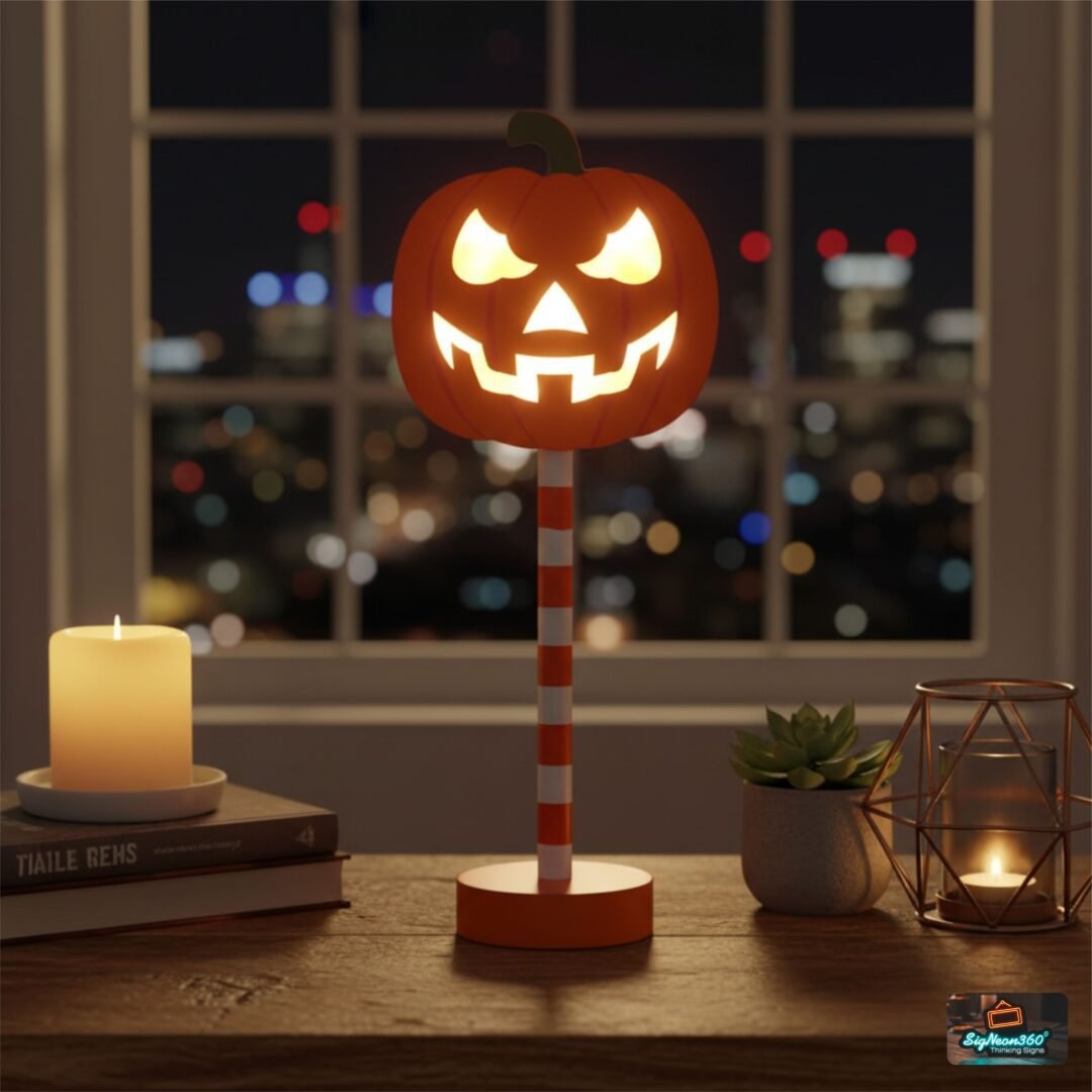 Spooky Halloween Pumpkin Wooden Decoration