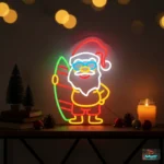 Santa Claus holding gift box LED neon sign