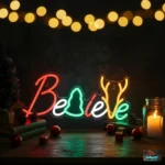 Blue "Believe" word LED neon sign
