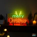 Merry Christmas text and Tree combo neon sign