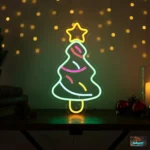 Cute Christmas Elf figure neon wall art