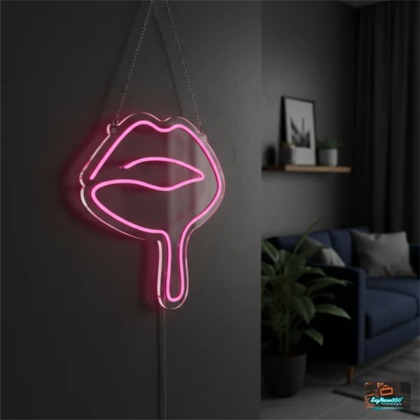 Dripping Lips Neon Sign