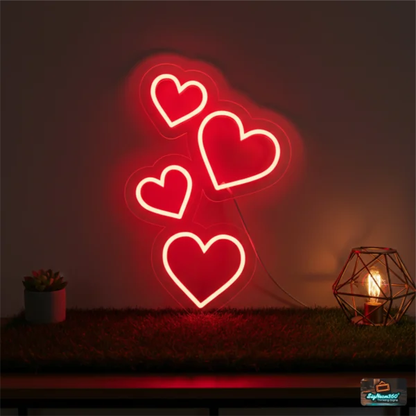 Floating Hearts Neon Sign