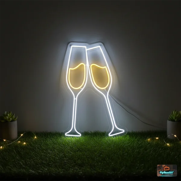 Champagne Glasses Neon Sign